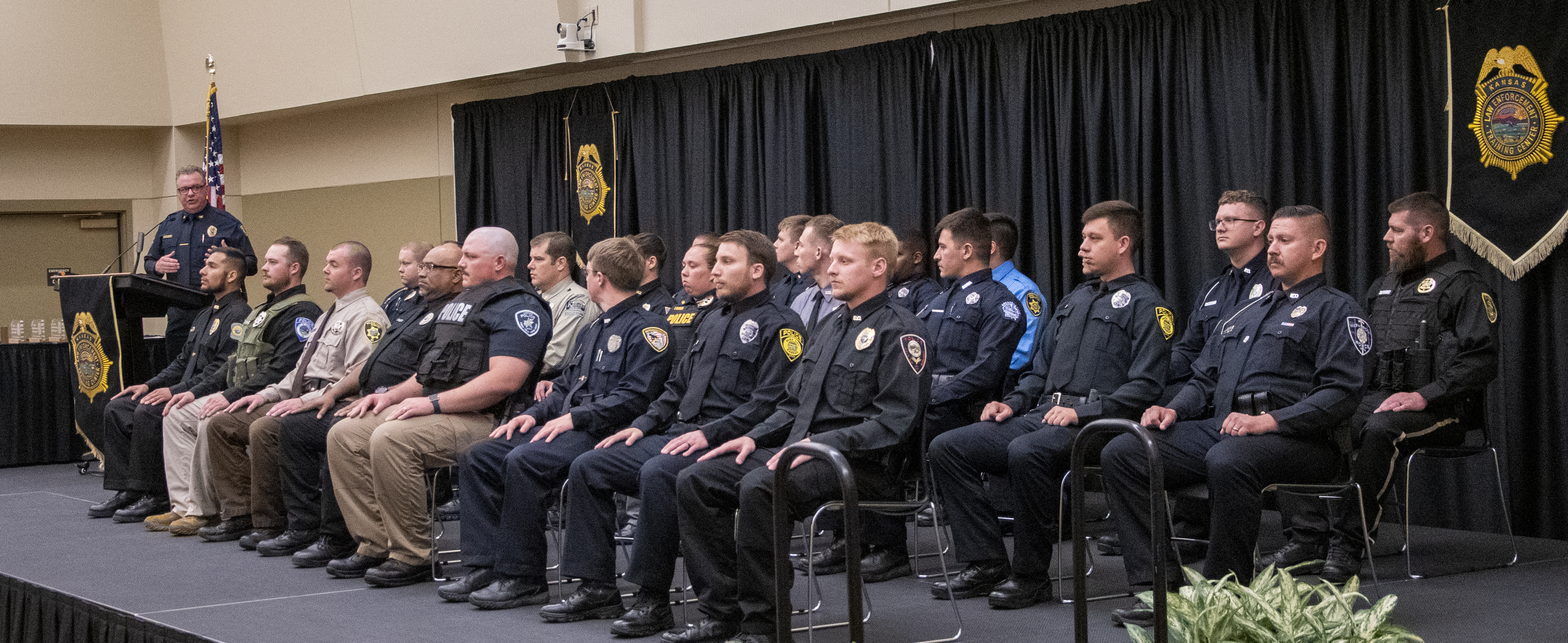 Chief Rick Lockhart of the Lawrence Police Department addresses the 292nd basic training class