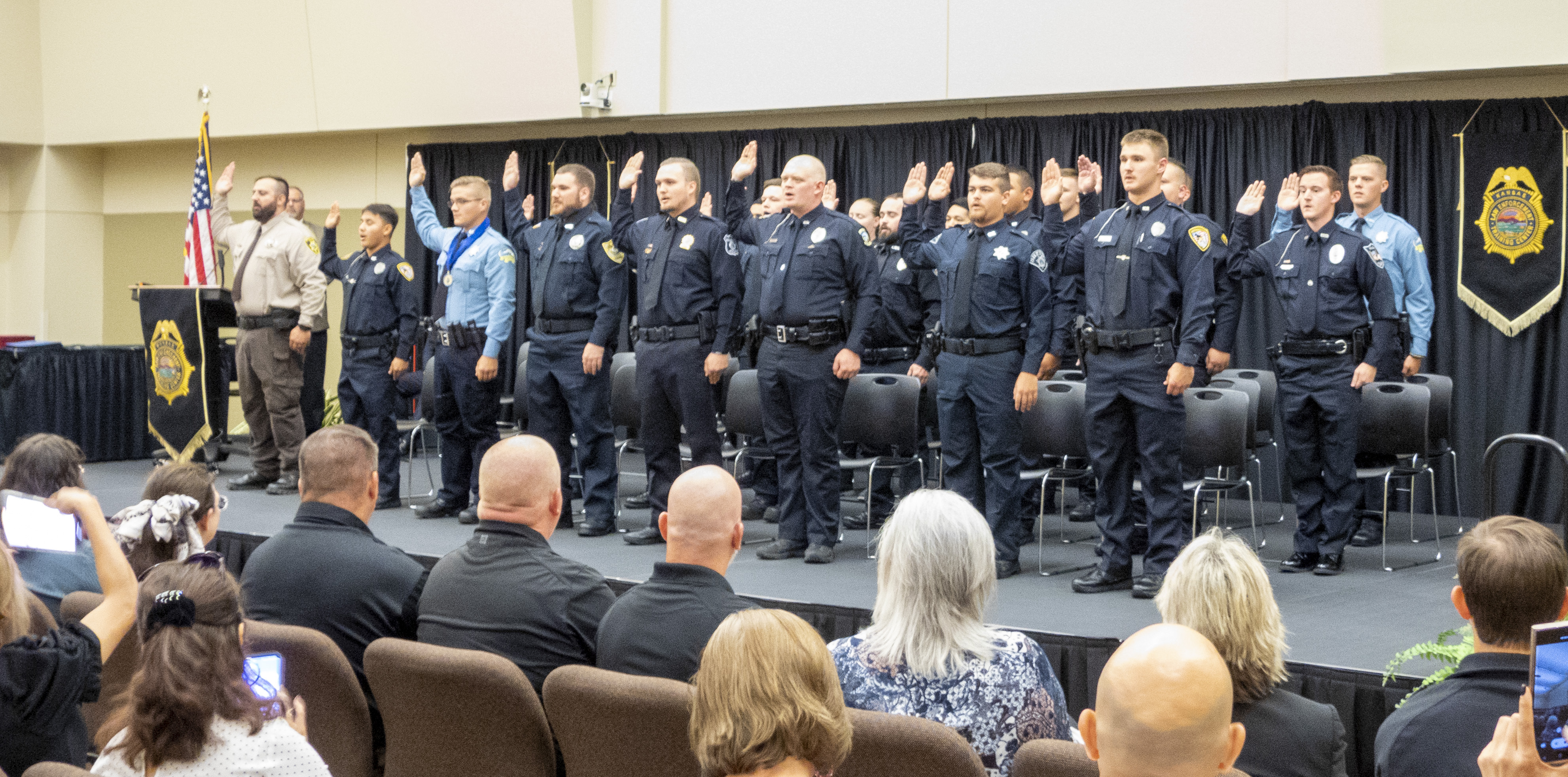 The 298th basic training class recites the oath of office.