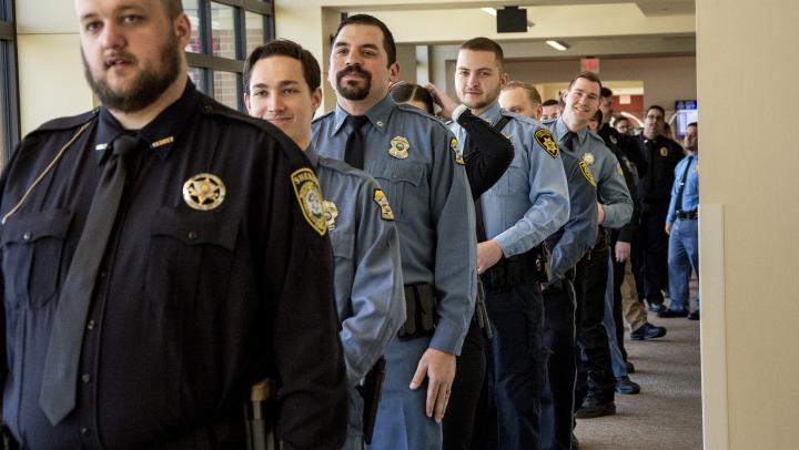 304 Basic Training Class lined up in hallway
